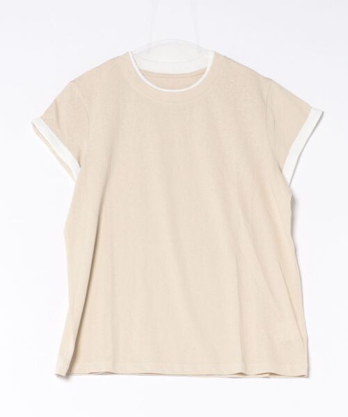 CHUN CHUN NOTES(チュンチュンノーツ)の「26SS/配色ロールスリーブフレンチTシャツ(Tシャツ/カットソー・レディース・ホワイト/ベージュ/ライトグレー・F)」の5枚目の写真