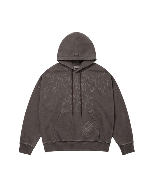 [PBA] SB VNJ Logo Washed Hoodie — коричневое худи с логотипом VNJ, «washed» эффект