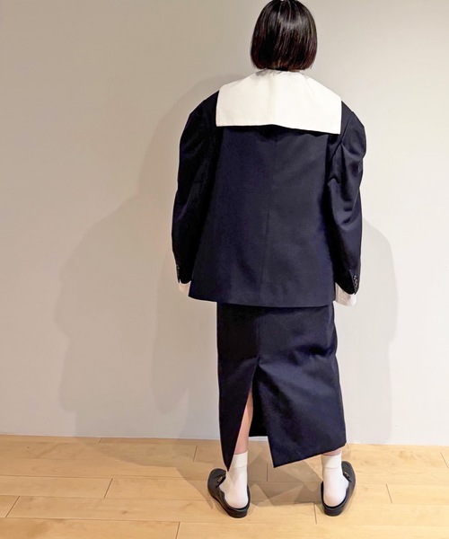 HOLIDAY(ホリデイ)の「WOOL PUFF DOUBLE BREASTED JACKET ウールパフダブルブレストジャケット(テーラードジャケット・レディース・ダークネイビー・ONE SIZE)」の11枚目の写真