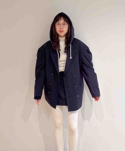 HOLIDAY(ホリデイ)の「WOOL PUFF DOUBLE BREASTED JACKET ウールパフダブルブレストジャケット(テーラードジャケット・レディース・ダークネイビー・ONE SIZE)」の13枚目の写真