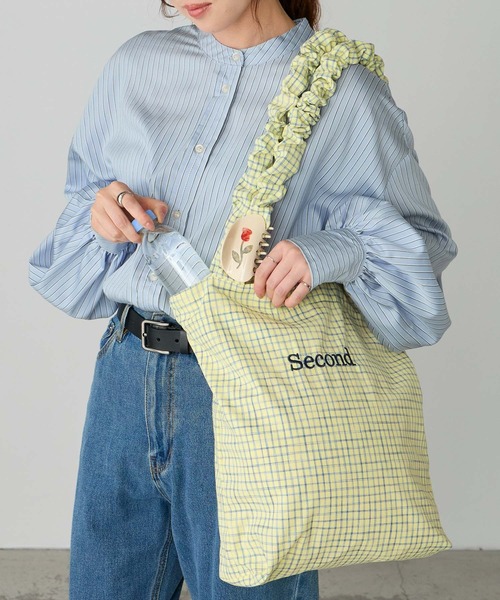 BONLECILL Marche(ボンルシールマルシェ)の「【BONLECILL Marche】ギャザーハンドルチェック柄トートバッグ(トートバッグ・レディース・ブラック/ブルー/イエロー/ベージュ・FREE)」の21枚目の写真