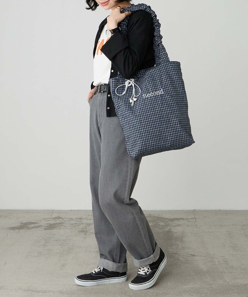 BONLECILL Marche(ボンルシールマルシェ)の「【BONLECILL Marche】ギャザーハンドルチェック柄トートバッグ(トートバッグ・レディース・ブラック/ブルー/イエロー/ベージュ・FREE)」の9枚目の写真