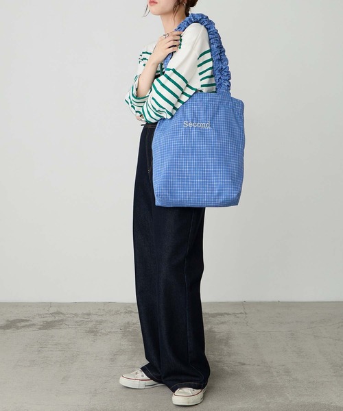 BONLECILL Marche(ボンルシールマルシェ)の「【BONLECILL Marche】ギャザーハンドルチェック柄トートバッグ(トートバッグ・レディース・ブラック/ブルー/イエロー/ベージュ・FREE)」の19枚目の写真