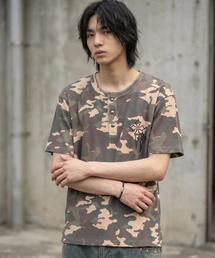 FREE DEE（フリー ディー）の「A'GEM/9 × .kom 『FREEDEE/フリーディー』クロス刺繍ヘンリーネックワッフルTシャツ（Tシャツ/カットソー）」