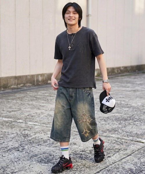 FREE DEE(フリー ディー)の「A'GEM/9 × .kom 『FREEDEE/フリーディー』クロス刺繍ヘンリーネックワッフルTシャツ(Tシャツ/カットソー・メンズ・カーキ/ブラック/アイボリー/チャコールグレー/A/レッド・M/L)」の10枚目の写真