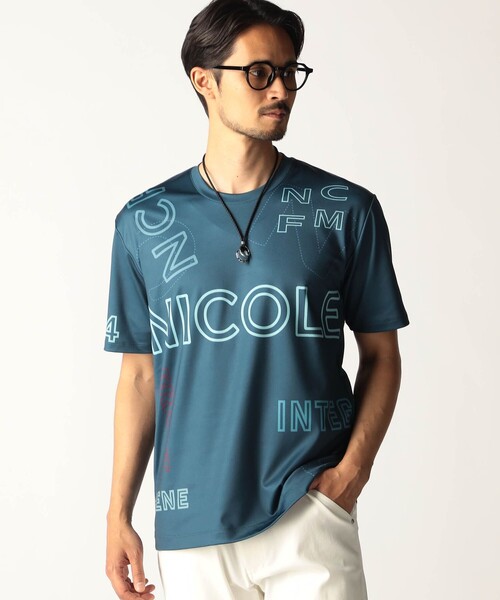 NICOLE CLUB FOR MEN(ニコルクラブフォーメン)の「総柄ロゴプリントTシャツ(Tシャツ/カットソー・メンズ・ブラック/ブルー/ホワイト・XL/M/L)」の3枚目の写真