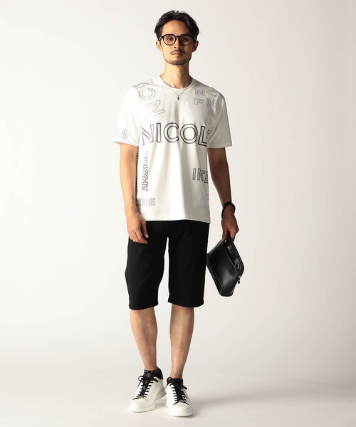 NICOLE CLUB FOR MEN(ニコルクラブフォーメン)の「総柄ロゴプリントTシャツ(Tシャツ/カットソー・メンズ・ブラック/ブルー/ホワイト・XL/M/L)」の4枚目の写真