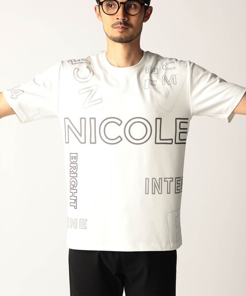 NICOLE CLUB FOR MEN(ニコルクラブフォーメン)の「総柄ロゴプリントTシャツ(Tシャツ/カットソー・メンズ・ブラック/ブルー/ホワイト・XL/M/L)」の9枚目の写真