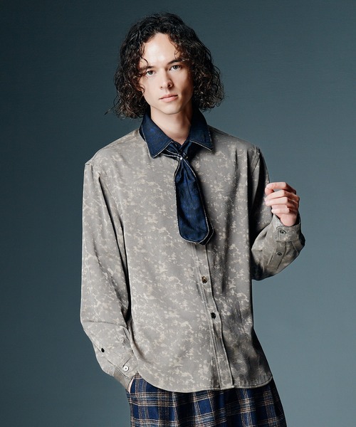 glamb(グラム)の「Studs Line Shirt II / スタッズラインシャツII(シャツ/ブラウス・メンズ・アイボリー/カーキ/ワイン・S/M/L)」の3枚目の写真