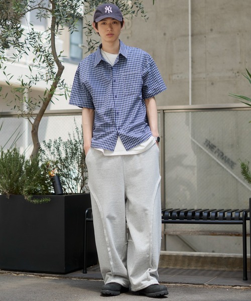 WEGO(ウィゴー)の「WEGO/クロップドSSマイクロチェックシャツ(シャツ/ブラウス・メンズ・ブラック系その他2/ブルー系その他2・LARGE/MEDIUM)」の3枚目の写真