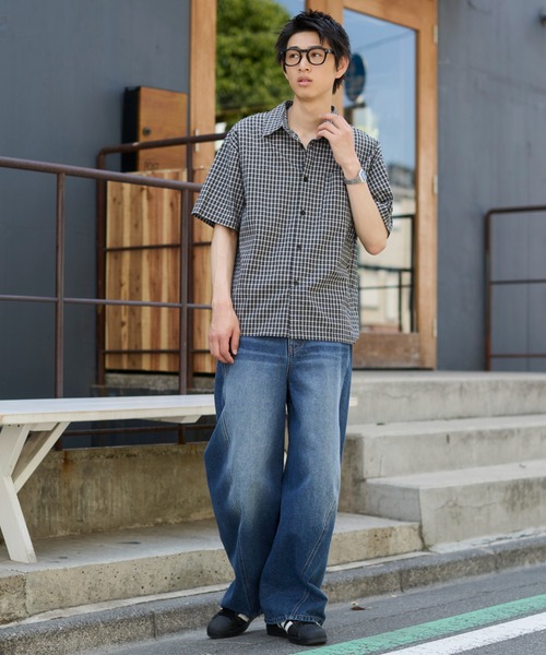 WEGO(ウィゴー)の「WEGO/クロップドSSマイクロチェックシャツ(シャツ/ブラウス・メンズ・ブラック系その他2/ブルー系その他2・LARGE/MEDIUM)」の17枚目の写真