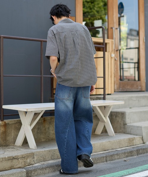 WEGO(ウィゴー)の「WEGO/クロップドSSマイクロチェックシャツ(シャツ/ブラウス・メンズ・ブラック系その他2/ブルー系その他2・LARGE/MEDIUM)」の18枚目の写真