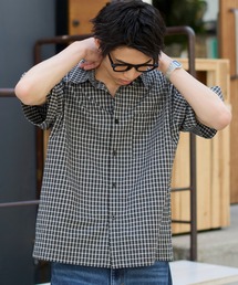 WEGO/クロップドSSマイクロチェックシャツ