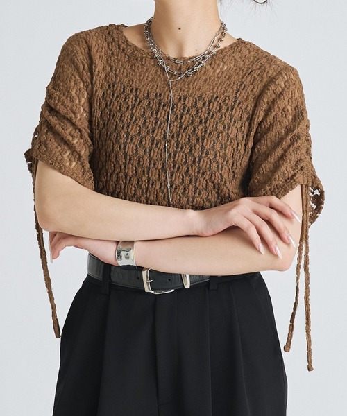 Lui's（ルイス）の「レースドロストデザインプルオーバー（Tシャツ/カットソー・レディース・ブラウン/ブラック/オフホワイト・FREE）」の13枚目の写真