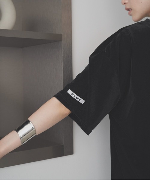 SOEMIN(ソミン)の「Sheer velour loose T-shirt/シアーベロアルーズ半袖Tシャツ(Tシャツ/カットソー・レディース・ホワイト/ブラック/ピンク・FREE)」の4枚目の写真