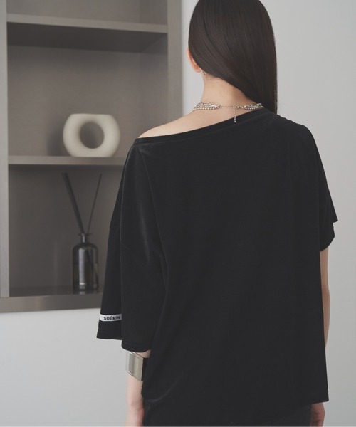 SOEMIN(ソミン)の「Sheer velour loose T-shirt/シアーベロアルーズ半袖Tシャツ(Tシャツ/カットソー・レディース・ホワイト/ブラック/ピンク・FREE)」の7枚目の写真