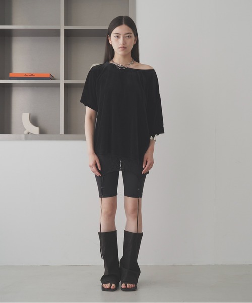 SOEMIN(ソミン)の「Sheer velour loose T-shirt/シアーベロアルーズ半袖Tシャツ(Tシャツ/カットソー・レディース・ホワイト/ブラック/ピンク・FREE)」の10枚目の写真