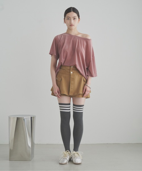 SOEMIN(ソミン)の「Sheer velour loose T-shirt/シアーベロアルーズ半袖Tシャツ(Tシャツ/カットソー・レディース・ホワイト/ブラック/ピンク・FREE)」の14枚目の写真