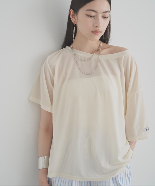 SOEMIN(ソミン)の「Sheer velour loose T-shirt/シアーベロアルーズ半袖Tシャツ(Tシャツ/カットソー・レディース・ホワイト/ブラック/ピンク・FREE)」の19枚目の写真
