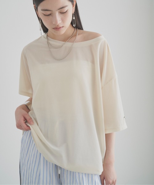 SOEMIN(ソミン)の「Sheer velour loose T-shirt/シアーベロアルーズ半袖Tシャツ(Tシャツ/カットソー・レディース・ホワイト/ブラック/ピンク・FREE)」の20枚目の写真