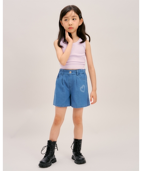 minimal(ミニマル)の「【接触冷感】ハートスプレーデニムショートパンツ(その他パンツ・キッズ・グレー/ブルー・100cm/120cm/140cm/110cm/130cm)」の3枚目の写真