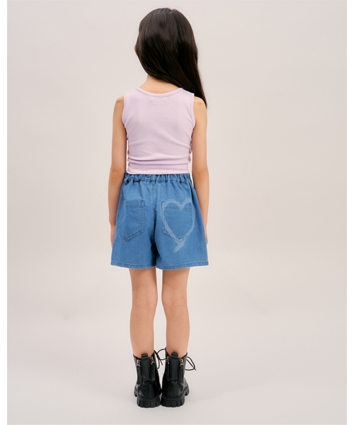 minimal(ミニマル)の「【接触冷感】ハートスプレーデニムショートパンツ(その他パンツ・キッズ・グレー/ブルー・100cm/120cm/140cm/110cm/130cm)」の5枚目の写真