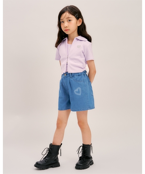 minimal(ミニマル)の「【接触冷感】ハートスプレーデニムショートパンツ(その他パンツ・キッズ・グレー/ブルー・100cm/120cm/140cm/110cm/130cm)」の6枚目の写真