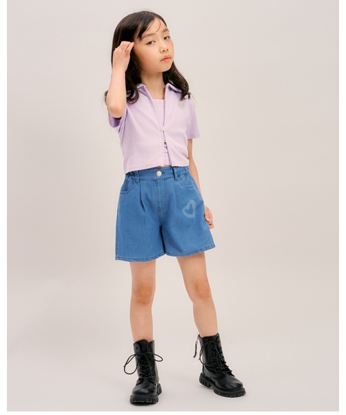 minimal(ミニマル)の「【接触冷感】ハートスプレーデニムショートパンツ(その他パンツ・キッズ・グレー/ブルー・100cm/120cm/140cm/110cm/130cm)」の9枚目の写真