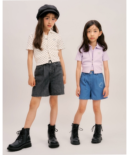 minimal(ミニマル)の「【接触冷感】ハートスプレーデニムショートパンツ(その他パンツ・キッズ・グレー/ブルー・100cm/120cm/140cm/110cm/130cm)」の16枚目の写真