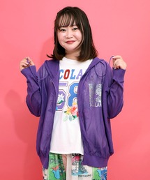 162651:スカラーちゃん箔プリント 接触冷感シアーパーカー