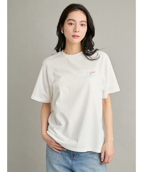 Mila Owen（ミラオーウェン）の「カフェモチーフグラフィックＴシャツ（Tシャツ/カットソー・レディース・マルチ/ホワイト/ターコイズブルー/イエロー・F）」の12枚目の写真