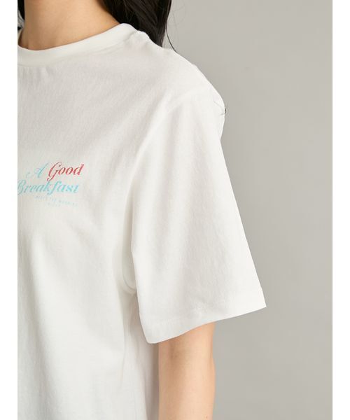 Mila Owen（ミラオーウェン）の「カフェモチーフグラフィックＴシャツ（Tシャツ/カットソー・レディース・マルチ/ホワイト/ターコイズブルー/イエロー・F）」の5枚目の写真
