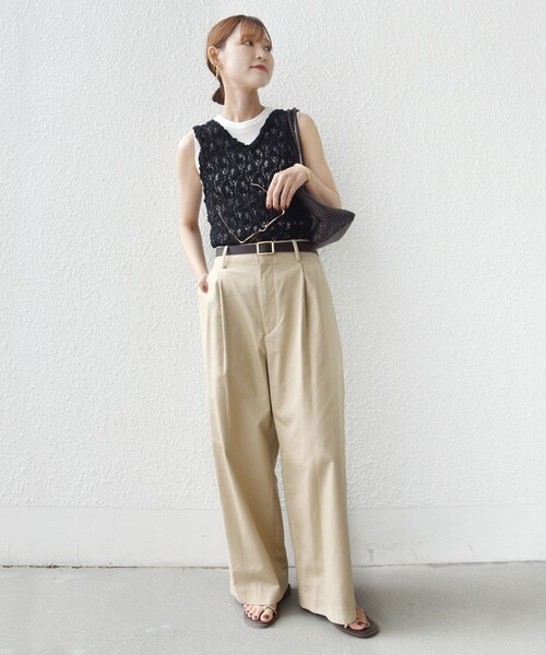 SHIPS(シップス)の「〈手洗い可能〉ラッセル レース 前後 2WAY ノースリーブ プルオーバー(タンクトップ・レディース・ホワイト/ブラック/シルバーグレー・ONE SIZE)」の13枚目の写真