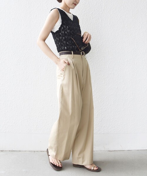 SHIPS(シップス)の「〈手洗い可能〉ラッセル レース 前後 2WAY ノースリーブ プルオーバー(タンクトップ・レディース・ホワイト/ブラック/シルバーグレー・ONE SIZE)」の16枚目の写真