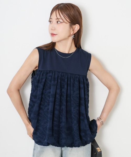 Riberry(リベリー)の「レース切替バルーンノースリーブトップス(Tシャツ/カットソー・レディース・ブラック/モカ/ネイビー/アイボリー・MEDIUM)」の21枚目の写真
