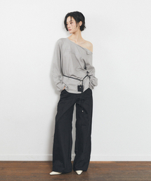 HALF DEVIL US（ハーフデビルアス）の「パネルカットワイドパンツ_ブラック（その他パンツ）」