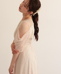 レースフレアロングドレス