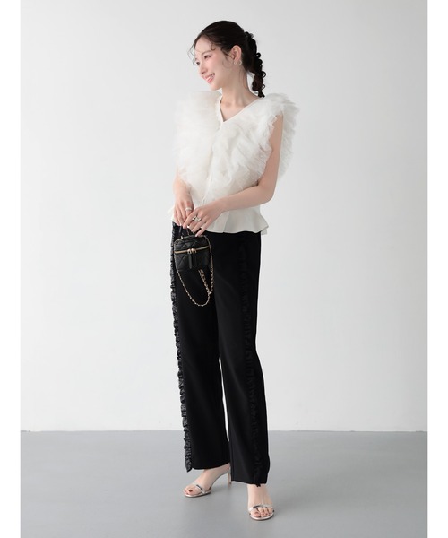Fit more（フィットモア）の「チュールフリルストレートパンツ（その他パンツ・レディース・ホワイト/ブラック/ピンク・PS/S/M）」の11枚目の写真