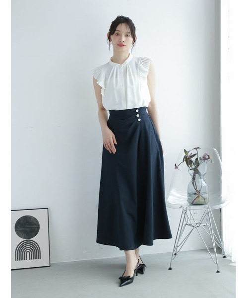 fifth(フィフス)の「タックドレープフレアスカート(スカート・レディース・ネイビー/ライトベージュ・XS/M)」の8枚目の写真