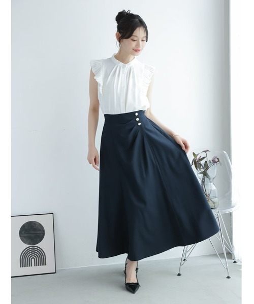fifth(フィフス)の「タックドレープフレアスカート(スカート・レディース・ネイビー/ライトベージュ・XS/M)」の6枚目の写真