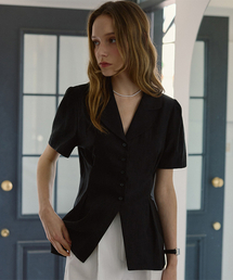 Classic Open Collar Blouse [Black]
