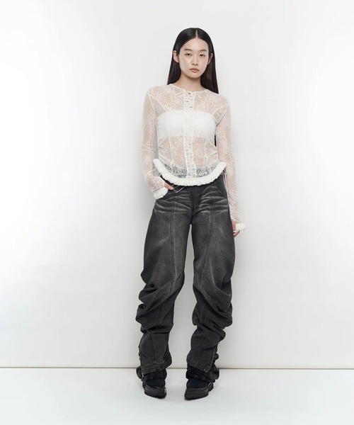 POOLDE(プールデ)の「AIR TRIM TOP(シャツ/ブラウス・レディース・ブラック/ホワイト・FREE)」の9枚目の写真