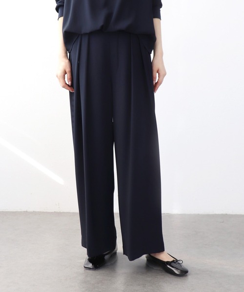 Jines(ジネス)の「2タックワイドパンツ(スラックス・レディース・ブラック/ネイビー/ボルドー/ラベンダー・38)」の2枚目の写真
