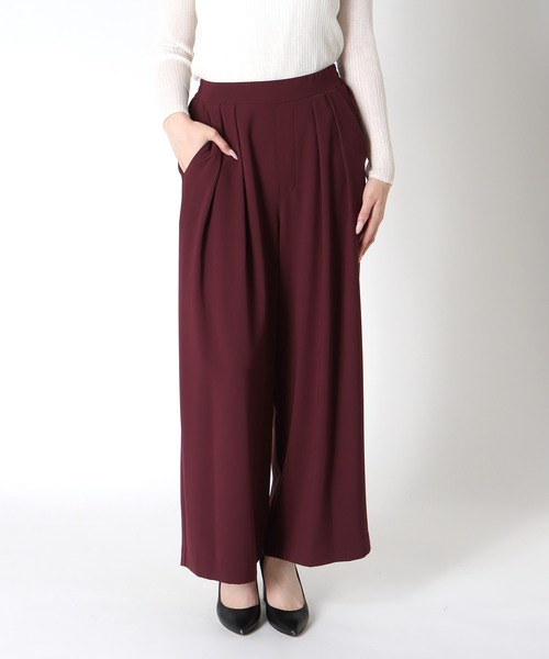 Jines(ジネス)の「2タックワイドパンツ(スラックス・レディース・ブラック/ネイビー/ボルドー/ラベンダー・38)」の4枚目の写真