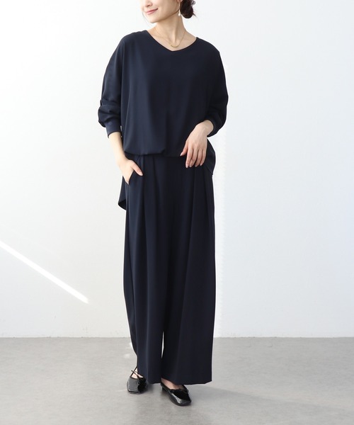 Jines(ジネス)の「2タックワイドパンツ(スラックス・レディース・ブラック/ネイビー/ボルドー/ラベンダー・38)」の7枚目の写真