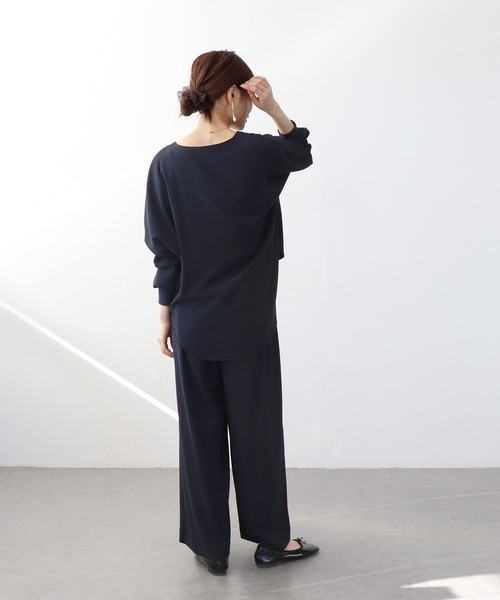 Jines(ジネス)の「2タックワイドパンツ(スラックス・レディース・ブラック/ネイビー/ボルドー/ラベンダー・38)」の8枚目の写真