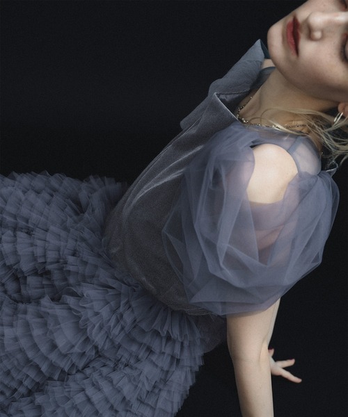et.UNiVER(エトユニベール)の「Velour Ruffle Dress(ドレス・レディース・ブラック×ベージュ/ブラック/ブルー・SMALL/MEDIUM/LARGE)」の21枚目の写真