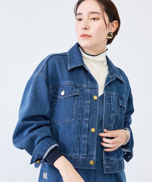 Rie Miller(リエミラー)の「【RM denim】バックひねりデザインショート丈Gジャン(デニムジャケット・レディース・インディゴブルー・FREE)」の13枚目の写真