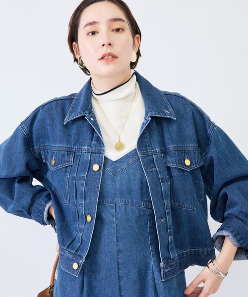Rie Miller(リエミラー)の「【RM denim】バックひねりデザインショート丈Gジャン(デニムジャケット・レディース・インディゴブルー・FREE)」の14枚目の写真