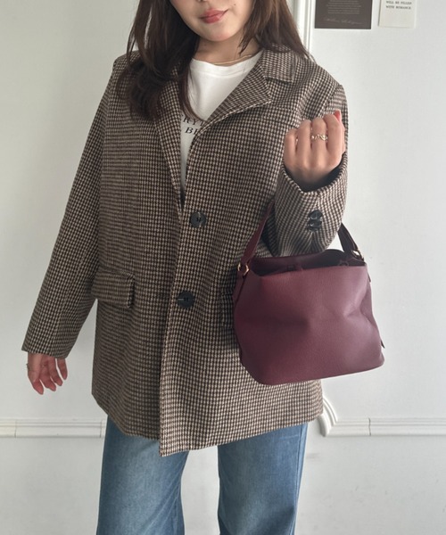 CLEA（クレア）の「2WAY巾着ショルダーハンドバッグ（ショルダーバッグ・レディース・ワインレッド/ホワイト/ブラック/ブラウン/ダークブラウン・FREE）」の14枚目の写真